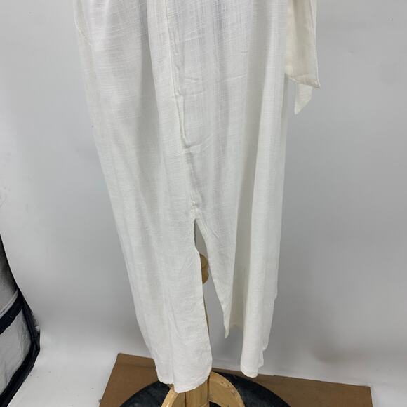 L Space Dress Women M Medium Cream Barcelona Tie Waist Collar Button Front - Picture 7 of 16